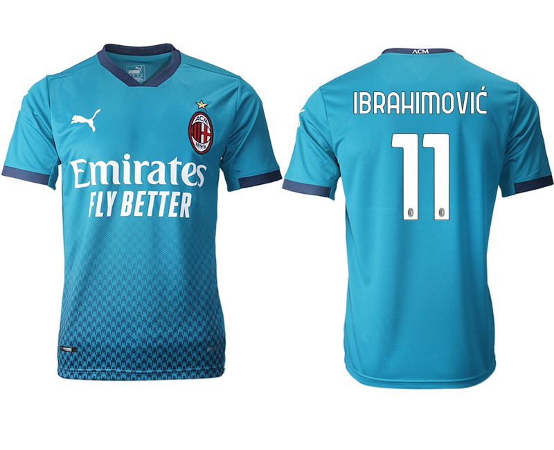 Men 2020-2021 club AC milan away aaa version #11 blue Soccer Jerseys->ac milan jersey->Soccer Club Jersey